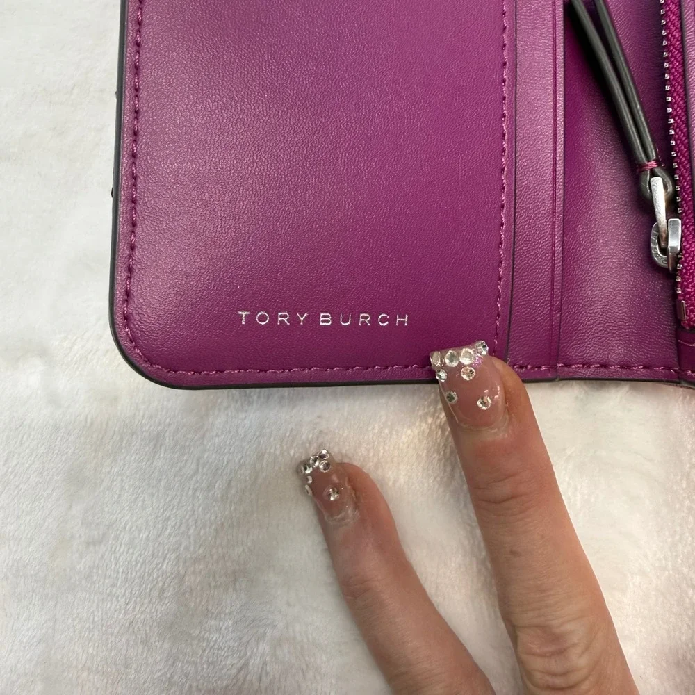 Tory Burch Willa Soft Quilted Leather Wallet vibrant Fuchsia Diamond Stitched